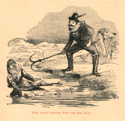 Rei James resgatado do rio New, 1897. de John Leech