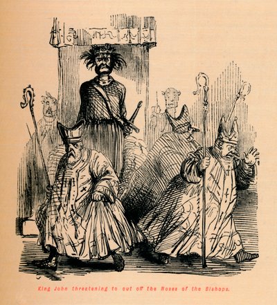 Rei João ameaça cortar os narizes dos bispos, c1860, c1860 de John Leech
