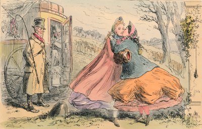 Chegada da senhorita Shannons a Baldon Hall, 1855. de John Leech