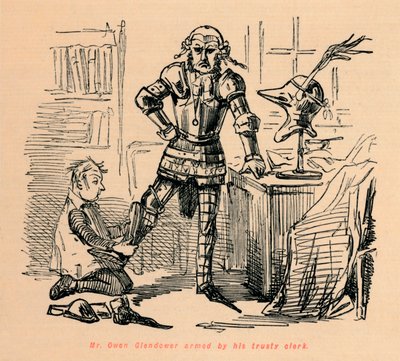 Sr. Owen Glendower armado por seu fiel funcionário, c1860, c1860 de John Leech