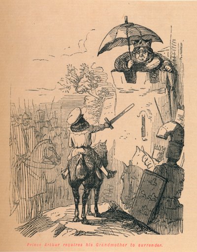 O príncipe Arthur exige que a avó se renda, c1860, c1860 de John Leech