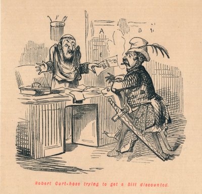 Robert Curthose tentando obter um desconto no projeto de lei, c1860, c1860 de John Leech