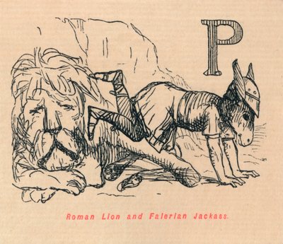 Leão Romano e Jackass Falerian, 1852 de John Leech