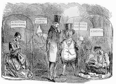 Espécimes da exposição industrial do Sr. Punchs de 1850 de John Leech