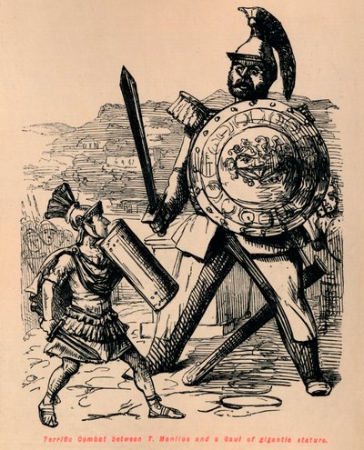 Terrific Combat entre T Manlius e uma Gália de estatura gigantesca, 1852 de John Leech
