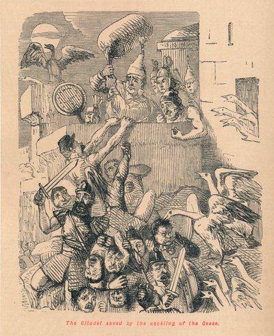 A Cidadela salva pelo cacarejo dos gansos, 1852 de John Leech