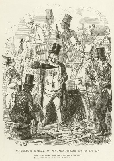 A questão da moeda; ou, a bolsa de valores para fora para o dia de John Leech