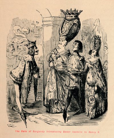 O duque de Borgonha apresenta a rainha Isabel a Henrique V, c1860, c1860 de John Leech