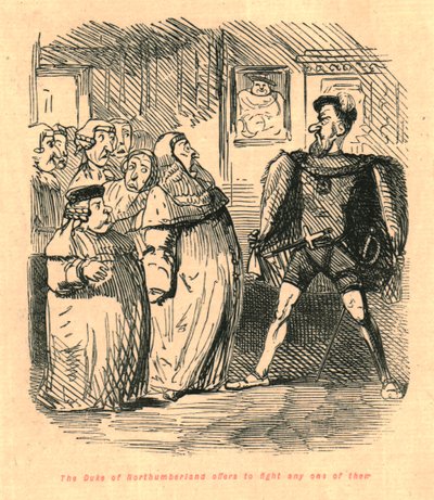 O duque de Northumberland oferece-se para combater qualquer um deles, 1897. de John Leech