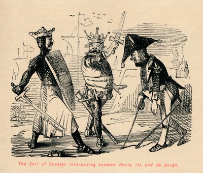O conde de Chester que interpõe entre Henrique III e De Burgh, c1860, c1860 de John Leech