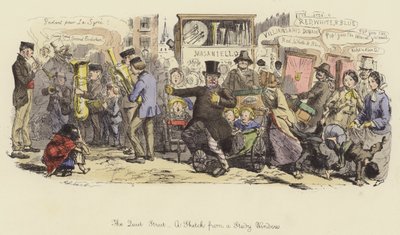 A rua tranquila, um esboço de uma janela de estudo de John Leech