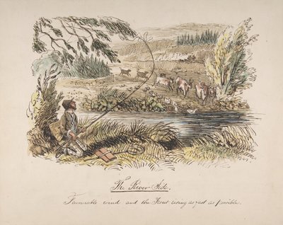 The Riverside, Favourable Wind and the Trout Rising as Fast as Possible, 1830-64. de John Leech