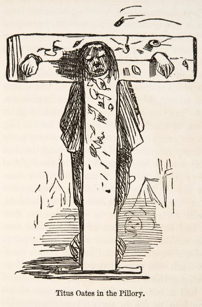 Titus Oates no Pillary, da história cómica de Inglaterra, bar. 1864 de John Leech