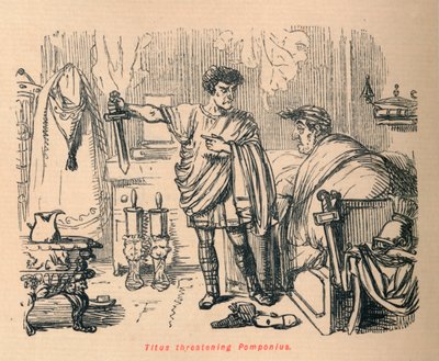 Tito ameaçando Pomponins de 1852 de John Leech