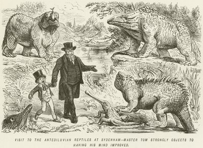 Visita aos Répteis Antediluvianos em Sydenham - Mestre Tom Objetos Fortemente a Ter Sua Mente Melhorada de John Leech