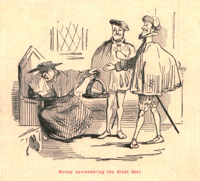 Wolsey rendendo o Grande Selo, 1897. de John Leech