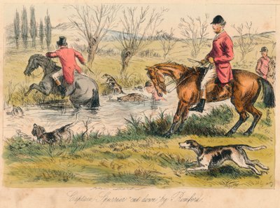 Capitão Spurrier cortado por Romford, 1865. Artistas: John Leech, Hablot Knight Browne. de John Leech and Hablot Knight Browne
