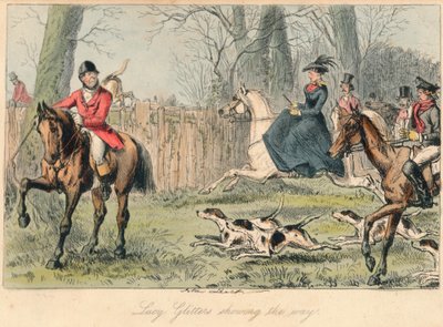 Lucy Glitters mostrando o caminho, 1865. Artistas: John Leech, Hablot Knight Browne. de John Leech and Hablot Knight Browne