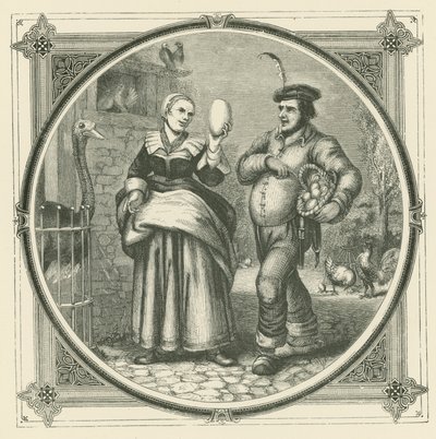 Uma galinha deita-se todos os dias, mas uma avestruz só uma vez por ano (gravura) de John Leighton