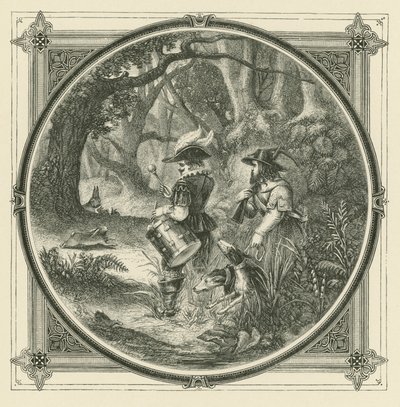 As lebres não são apanhadas com ritmo de tambor, nem as aves com tarteletes (gravura) de John Leighton