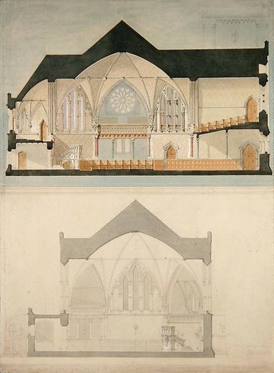 Igreja Side Elevation of Trinity College, Edimburgo de John Lessels