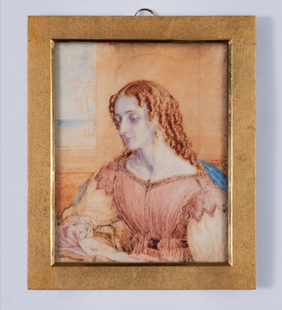 Jovem mulher com uma auréola dourada de John Linnell