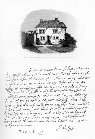 Parte de uma carta de John Locke a Sir Hans Sloane, do final do século XVII ao início do século XVIII, 1840. de John Locke