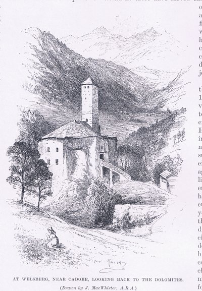 Em Welsberg, perto de Cadore, olhando para as Dolomitas, de The Magazine of Art 1893, Cassell and Company de John MacWhirter