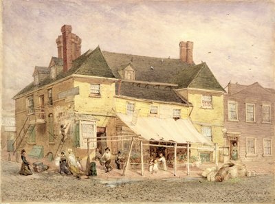 Mansão William Penns, South Second Street, Filadélfia, 1864 (guache sobre papel montado em aglomerado) de John Mackie Falconer