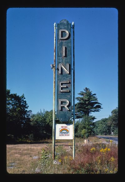Sinal de restaurante, Shrewsbury, Massachusetts, EUA de John Margolies
