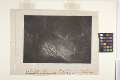Satanás no lago ardente (mezzotint) de John Marin