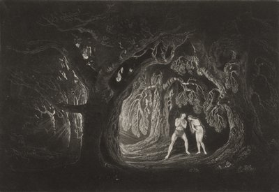 Adão Ouvindo a Voz do Todo-Poderoso, c.1827 (mezzotint) de John Martin