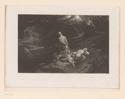 Adão e Eva choram Abel e Deus amaldiçoa Caim Morte de Abel (título no objeto) Ilustrações para a Bíblia (título da série) Ilustrações da Bíblia (título da série) de John Martin