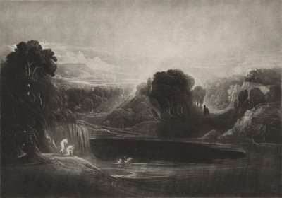 Paraíso - Adão e Eva - o Hino da Manhã, c.1827 (mezzotint) de John Martin