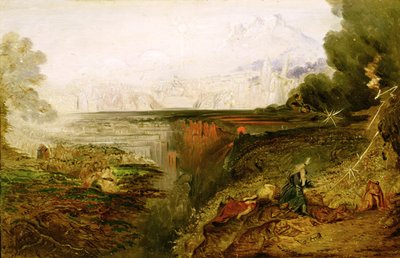 Estudo para o último julgamento, c.1851-53 (óleo no painel) de John Martin
