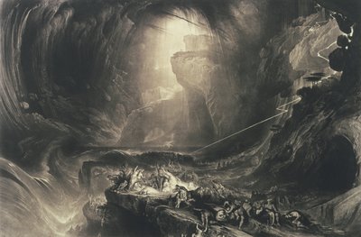 O dilúvio, 1828 (mezzotint com gravura) de John Martin