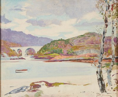 Ponte sobre o Rio (óleo a bordo) de John Duncan