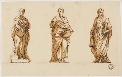 Três estudos para a estátua de John Locke de John Michael Rysbrack