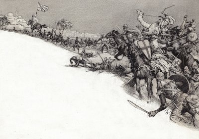 Sarracenos atacando Jerusalém (guache sobre papel) de John Millar Watt