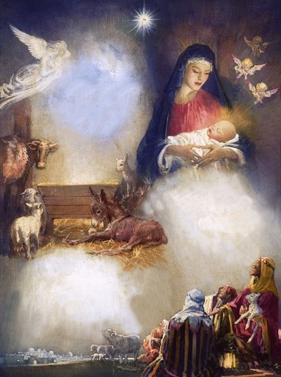 Montagem não identificada baseada no nascimento de Jesus de John Millar Watt