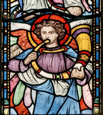 Anjo soprando uma corneta, 1861 (vitral) de John Millner Allen