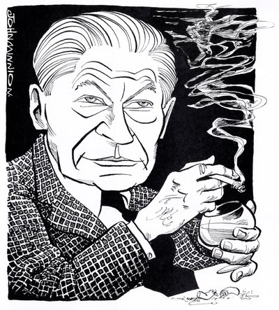 Arthur Koestler, caricatura de John Minnion