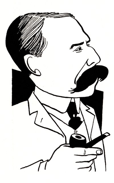 Edward Elgar - caricatura com o cachimbo na mão de John Minnion