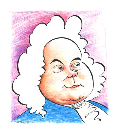 Georg Friedrich - George Frideric Handel - caricatura do compositor alemão (mais tarde inglês) John Minnion de John Minnion
