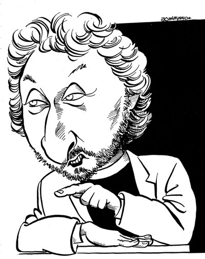 Caricatura de Howard Jacobson, autor britânico de John Minnion