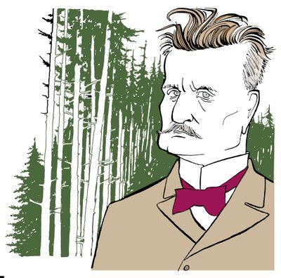 Jean Sibelius contra o fundo de um bosque finlandês de John Minnion