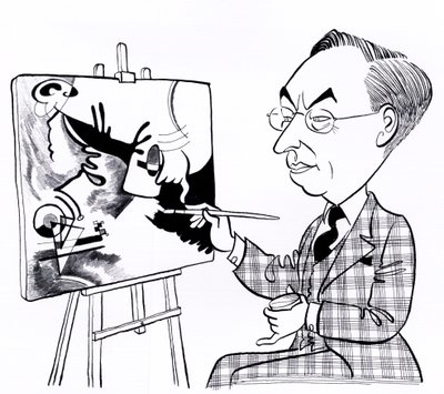 Vassily ( Wassily ) Kandinsky, caricatura com cavalete de John Minnion