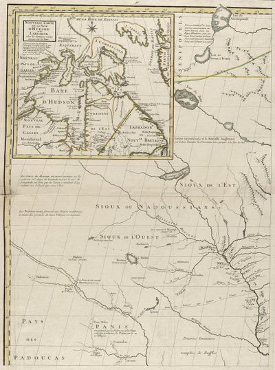 Um mapa dos domínios britânico e francês na América, 1756 (gravura com cor de contorno no papel) de John Mitchell