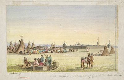 Fort Union & Distribuição de Mercadorias para os Assiniboins de John Mix Stanley