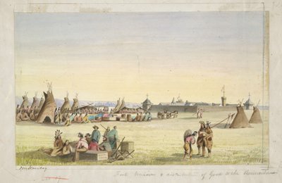 Fort Union e distribuição de bens aos Assiniboin de John Mix Stanley